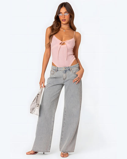 Bow Pocket Relaxed Jeans