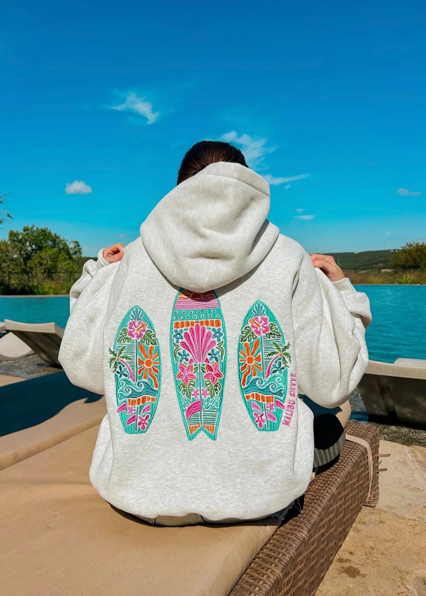 "Surfer" Embroidered Hoodie